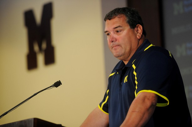 Michigan head coach Brady Hoke takes questions from the press during media day in the Junge Family Champions Center on Sunday, August 11, 2013. Melanie Maxwell | AnnArbor.com